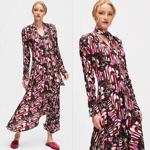 LA DoubleJ Martha Maxi Dress in Ant Farm Pink Crepe Jersey, Sz S